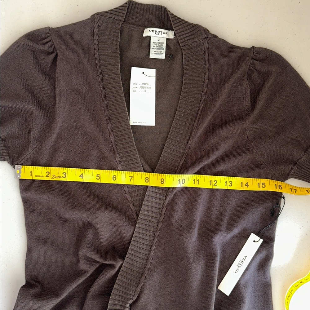 NWT Vertigo Paris Coffee Bean Color Knit Cadigan Sweater Sz.M. - Picture 11 of 15